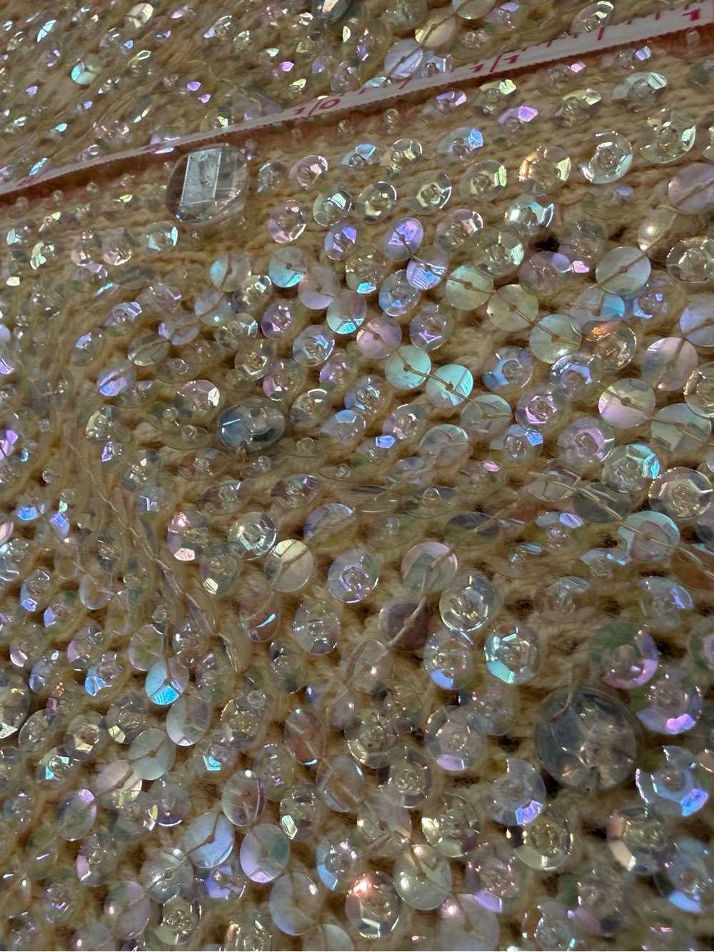 VINTAGE Sequined Cream Sparkle Women's Sweater - Picture 7 of 15